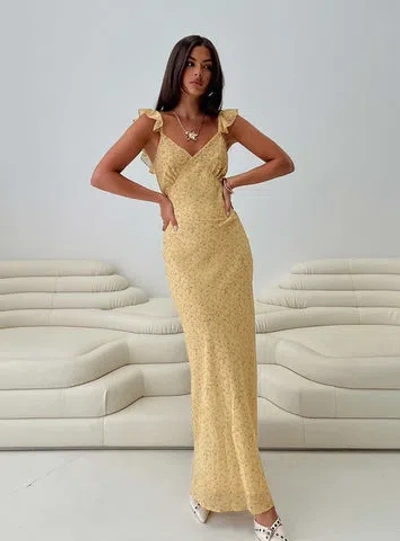 Princess Polly Dearlie Frill Maxi Dress In Yellow
