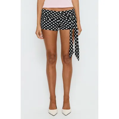 Princess Polly Declanne Wrap Polka Dot Micro Shorts In Black
