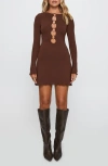 Princess Polly Dejonge Ring Detail Long Sleeve Minidress In Black