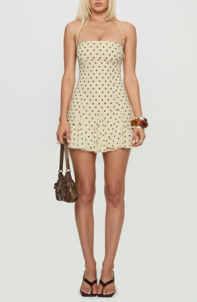 Princess Polly Delamere Dot Halter Minidress In Neutral
