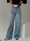 Princess Polly Demie Distressed Detail Wide Leg Jean In Light Wash