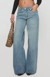 Princess Polly Demie Distressed Low Rise Wide Leg Jeans