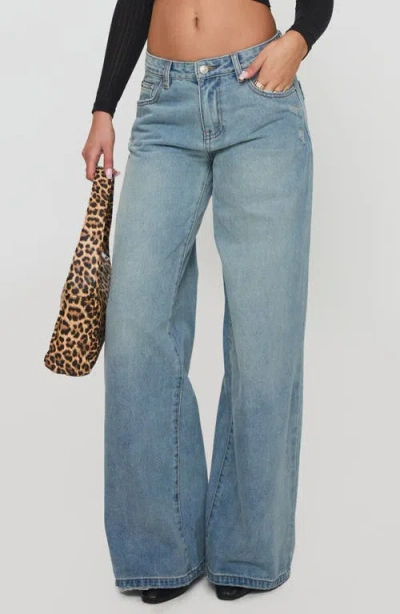 Princess Polly Demie Distressed Low Rise Wide Leg Jeans