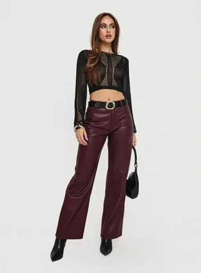 Princess Polly Dempsey Faux Leather Pants In Brown