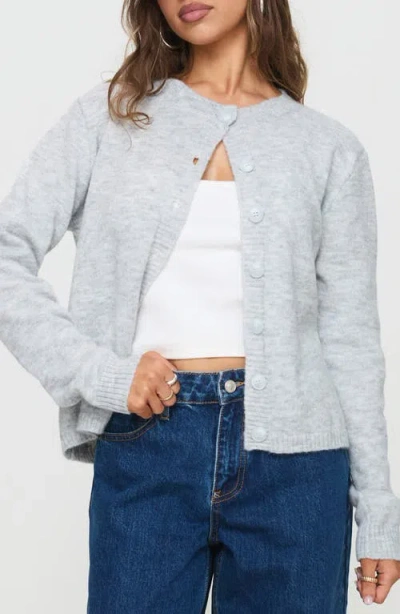 Princess Polly Denmark Crewneck Cardigan In Gray
