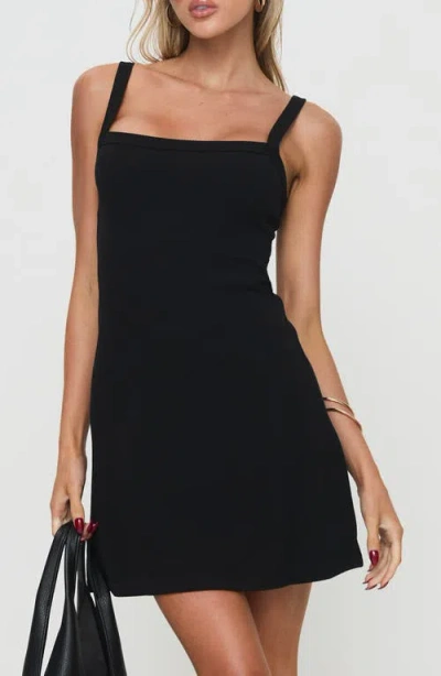 Princess Polly Desantis Fit & Flare Rib Minidress In Black