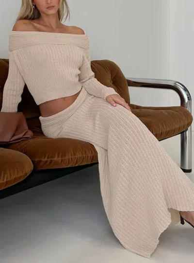 Princess Polly Devion Foldover Waist Maxi Skirt In Sand