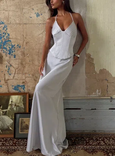 Princess Polly Devotedness Satin Corset Maxi Dress In Silver