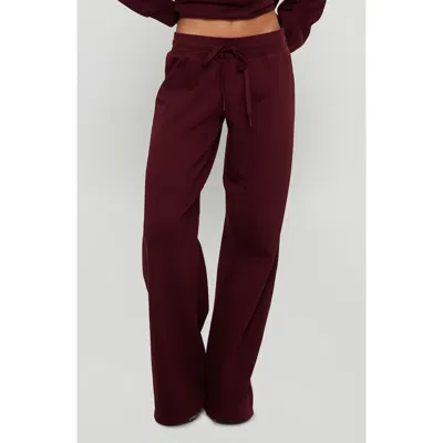 Princess Polly Dodie Wide Leg Sweatpants In Burgundy