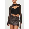 Princess Polly Domenic Washed Faux Leather Cargo Miniskirt In Black