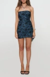 Princess Polly Donelli Floral Strapless Mesh Minidress In Navy/black
