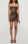 Princess Polly Donelli Leopard Strapless Asymmetric Mesh Minidress In Multi