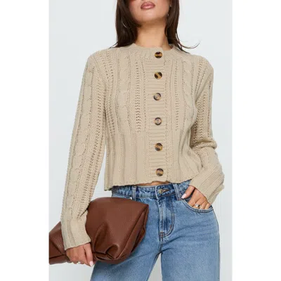 Princess Polly Donielle Cable Cardigan In Nude