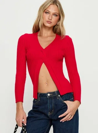 Princess Polly Donya Twist Detail Long Sleeve Top In Red