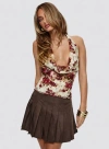 Princess Polly Dorofia Pleat Mini Skirt In Chocolate Brown