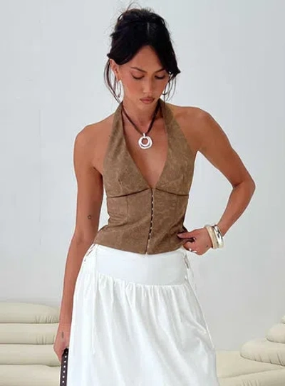 Princess Polly Down The Line Halter Top In Brown