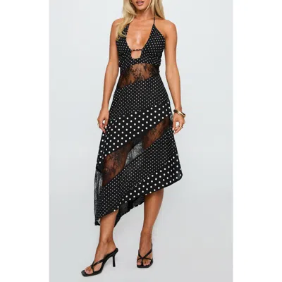 Princess Polly Down With Love Asymmetric Sleeveless Midi Dress In Black