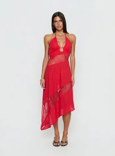 Princess Polly Down With Love Asymmetrical Midi Dress In Red