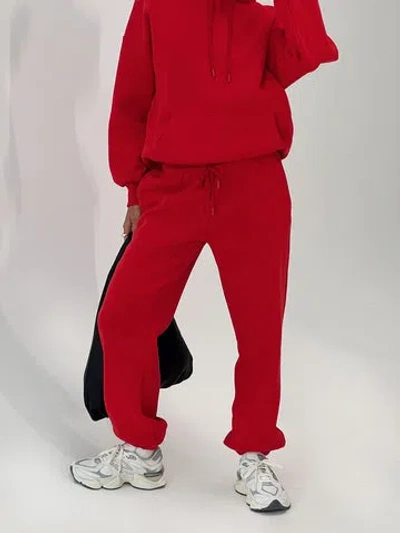 Princess Polly Dream Fleece Dream Fleece Ankle Cuff Sweatpants In Red