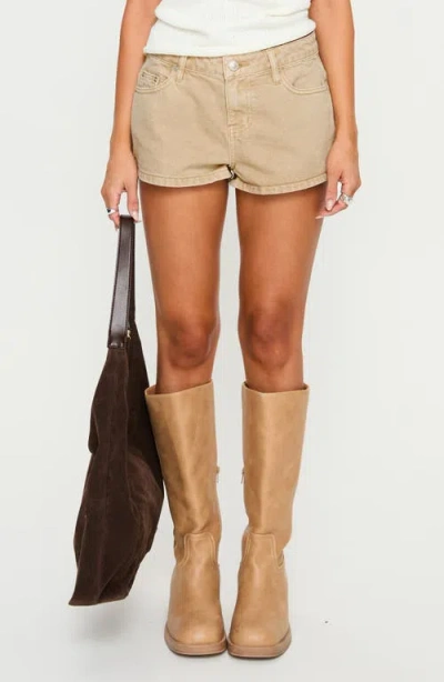 Princess Polly Dreamful Low Rise Denim Shorts In Neutral
