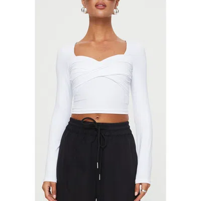 Princess Polly Dunford Crossover Long Sleeve Top In White