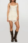 Princess Polly Dwyer Ruffle & Lace Cotton Blend Minidress