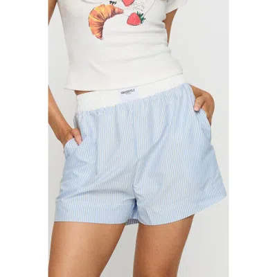 Princess Polly Early Riser Sleep Shorts In Blue Stripe