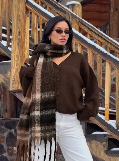 Princess Polly Eartha V Neck Knit Sweater In Brown