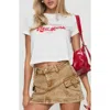 Princess Polly Velveta Low Rise Denim Skirt In White