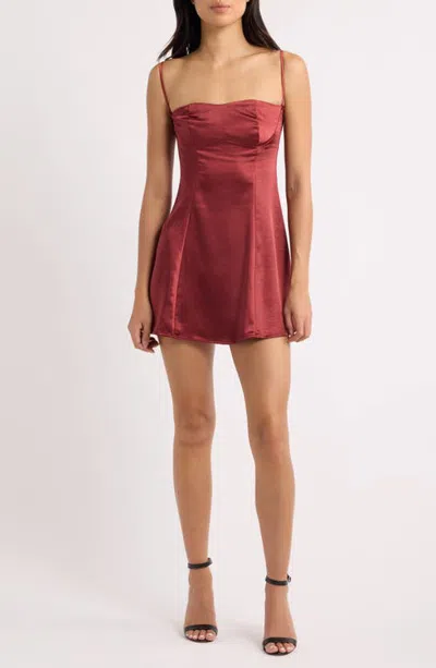 Princess Polly Easy To Love Satin Minidress In Burgundy
