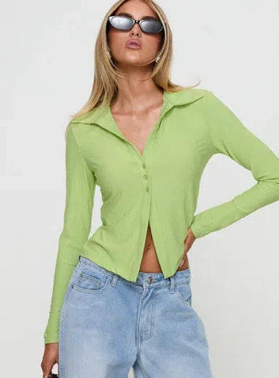 Princess Polly Echoes Long Sleeve Top In Green