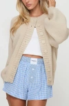 Princess Polly Edern Blouson Cotton Blend Cardigan In Cream
