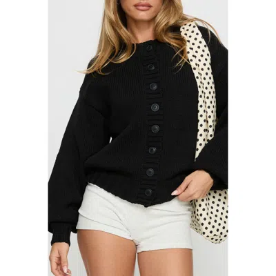Princess Polly Edern Cotton Blend Cardigan In Black