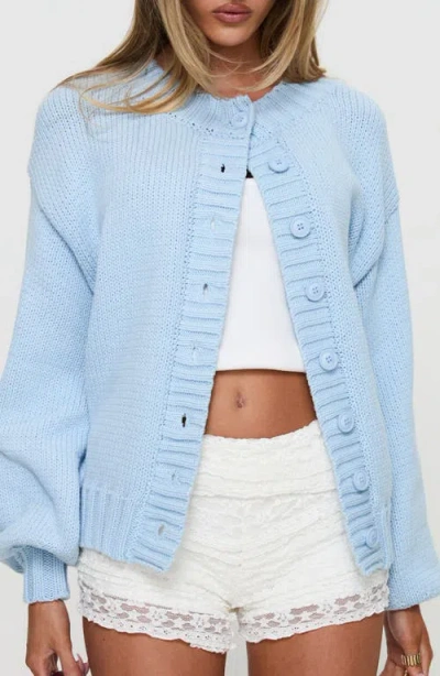 Princess Polly Edern Cotton Blend Cardigan In Blue