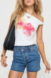 Princess Polly Edwardi Hibiscus One-shoulder Graphic Top In White