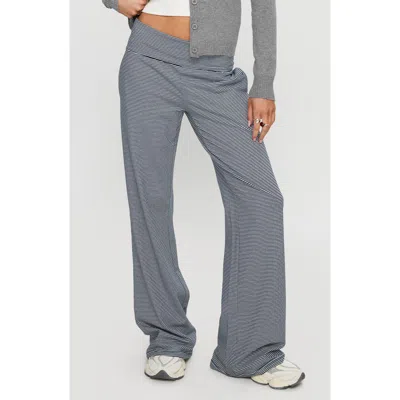 Princess Polly Eight Hours Sleep Stripe Foldover Pants In Gray