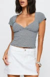 Princess Polly Eight Hours Sleep Stripe Knit Top In Gray