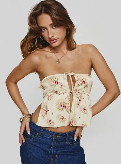 Princess Polly Eithanale Strapless Top In Cream / Floral