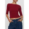 Princess Polly Elaia Three-quarter Sleeve Crop Top In Red