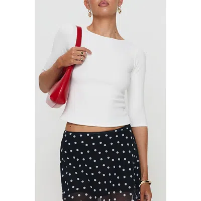 Princess Polly Elaia Three-quarter Sleeve Crop Top In White