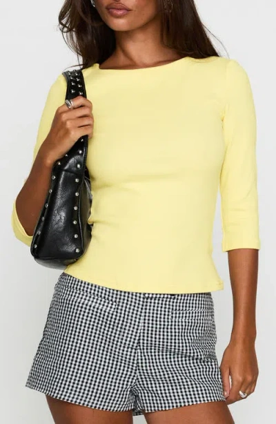 Princess Polly Elaia Three-quarter Sleeve Crop Top In Yellow