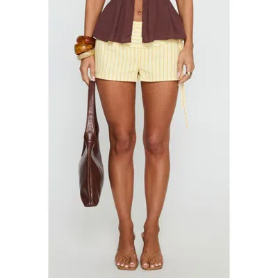 Princess Polly Electric Nights Stripe Low Rise Shorts In Yellow