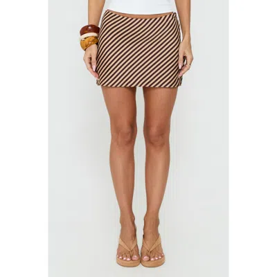 Princess Polly Eliena Stripe Miniskirt In Brown