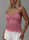 Princess Polly Eliette Ruched Top In Pink Check
