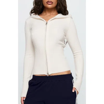 Princess Polly Elingford Zip Hoodie Cardigan In White