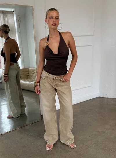 Princess Polly Ellanor Low Rise Straight Leg Jeans In Brown