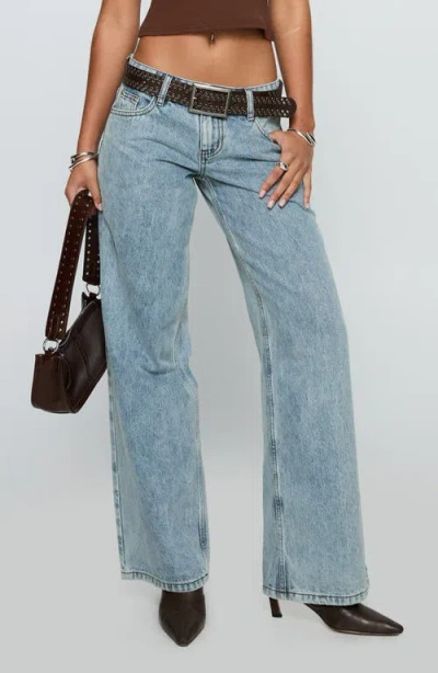 Princess Polly Ellanor Slouchy Low Rise Wide Leg Jeans In Blue