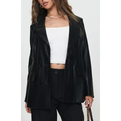 Princess Polly Ellen Oversize Faux Leather Blazer In Black
