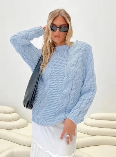 Princess Polly Ellison Cable Knit Sweater In Blue