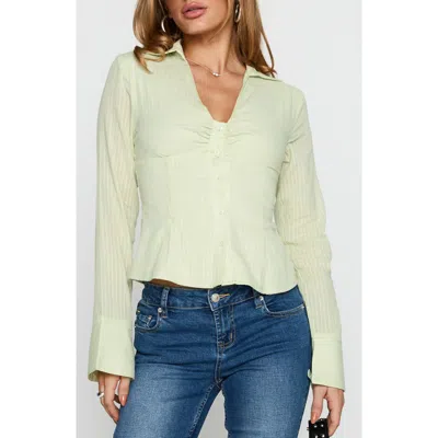 Princess Polly Elowenn Long Sleeve Cotton Button-up Shirt In Green
